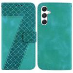 For Samsung Galaxy S25 5G Seven-shaped Embossed Leather Phone Case(Green)
