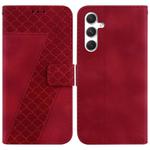 For Samsung Galaxy S25 5G Seven-shaped Embossed Leather Phone Case(Red)