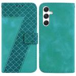 For Samsung Galaxy S25+ 5G Seven-shaped Embossed Leather Phone Case(Green)