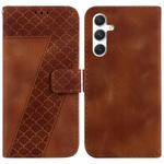 For Samsung Galaxy S25+ 5G Seven-shaped Embossed Leather Phone Case(Brown)