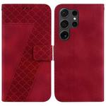 For Samsung Galaxy S25 Ultra 5G Seven-shaped Embossed Leather Phone Case(Red)