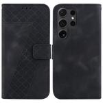 For Samsung Galaxy S25 Ultra 5G Seven-shaped Embossed Leather Phone Case(Black)