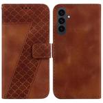 For Samsung Galaxy S25 FE 5G Seven-shaped Embossed Leather Phone Case(Brown)