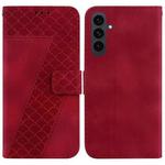 For Samsung Galaxy S25 FE 5G Seven-shaped Embossed Leather Phone Case(Red)