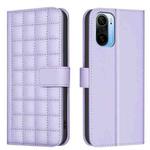 For Xiaomi Poco F3 / Mi 11i Square Texture Leather Phone Case(Purple)