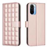 For Xiaomi Poco F3 / Mi 11i Square Texture Leather Phone Case(Rose Gold)