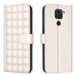For Redmi 10X 4G / Note 9 Square Texture Leather Phone Case(Beige)