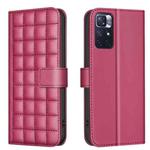 For Redmi Note 11 / Note 11S Square Texture Leather Phone Case(Red)