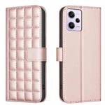 For Redmi Note 12 Pro Global Square Texture Leather Phone Case(Rose Gold)