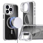 For iPhone 16 Pro Max Magsafe Dual-Color Transparent Black Lens Holder Phone Case(Gray)