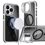 For iPhone 15 Pro Max Magsafe Dual-Color Transparent Black Lens Holder Phone Case(Black)