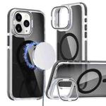 For iPhone 11 Pro Max Magsafe Dual-Color Transparent Black Lens Holder Phone Case(Black)