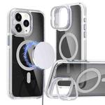 For iPhone 11 Pro Max Magsafe Dual-Color Transparent Black Lens Holder Phone Case(White)