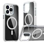 For iPhone 16 Pro Max Magsafe Dual-Color Transparent Black Full Coverage Phone Case(White)