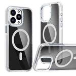 For iPhone 16 Pro Magsafe Dual-Color Transparent Black Full Coverage Phone Case(White)