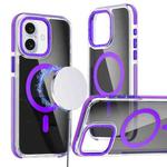 For iPhone 16 Plus Magsafe Dual-Color Transparent Black Full Coverage Phone Case(Purple)