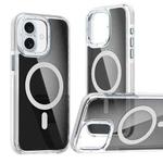 For iPhone 16 Magsafe Dual-Color Transparent Black Full Coverage Phone Case(White)