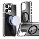 For iPhone 15 Pro Max Magsafe Dual-Color Transparent Black Full Coverage Phone Case(Black)