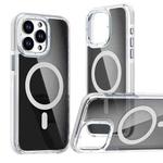For iPhone 15 Pro Magsafe Dual-Color Transparent Black Full Coverage Phone Case(White)