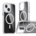 For iPhone 14 Plus Magsafe Dual-Color Transparent Black Full Coverage Phone Case(White)