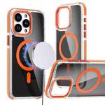 For iPhone 13 Pro Max Magsafe Dual-Color Transparent Black Full Coverage Phone Case(Orange)