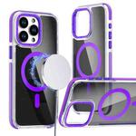 For iPhone 13 Pro Magsafe Dual-Color Transparent Black Full Coverage Phone Case(Purple)