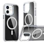 For iPhone 12 Pro / 12 Magsafe Dual-Color Transparent Black Full Coverage Phone Case(White)