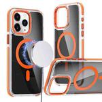 For iPhone 11 Pro Max Magsafe Dual-Color Transparent Black Full Coverage Phone Case(Orange)