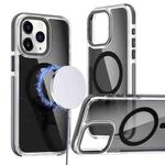 For iPhone 11 Pro Max Magsafe Dual-Color Transparent Black Full Coverage Phone Case(Black)