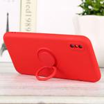 For iPhone X / XS Solid Color Liquid Silicone Shockproof Full Coverage Protective Case with Ring Holder(Bright Red)