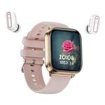 X9 1.85 inch Square Screen 2 in 1 Bluetooth Earphone Smart Watch(Gold Pink)