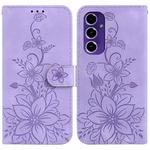 For Samsung Galaxy S24 FE 5G Lily Embossed Leather Phone Case(Purple)