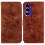 For Samsung Galaxy S24 FE 5G Lily Embossed Leather Phone Case(Brown)