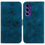 For Samsung Galaxy S24 FE 5G Lily Embossed Leather Phone Case(Dark Blue)