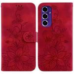 For Samsung Galaxy S24 FE 5G Lily Embossed Leather Phone Case(Red)