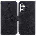 For Samsung Galaxy S25 5G Lily Embossed Leather Phone Case(Black)