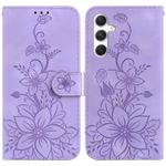 For Samsung Galaxy S25+ 5G Lily Embossed Leather Phone Case(Purple)