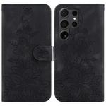 For Samsung Galaxy S25 Ultra 5G Lily Embossed Leather Phone Case(Black)