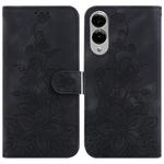 For Samsung Galaxy S25 Edge 5G Lily Embossed Leather Phone Case(Black)