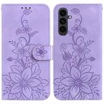 For Samsung Galaxy S25 FE 5G Lily Embossed Leather Phone Case(Purple)