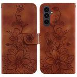 For Samsung Galaxy S25 FE 5G Lily Embossed Leather Phone Case(Brown)
