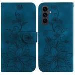 For Samsung Galaxy S25 FE 5G Lily Embossed Leather Phone Case(Dark Blue)