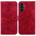 For Samsung Galaxy S25 FE 5G Lily Embossed Leather Phone Case(Red)