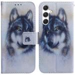 For Samsung Galaxy S25 5G Coloured Drawing Flip Leather Phone Case(White Wolf)