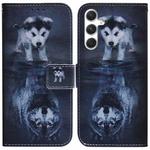For Samsung Galaxy S25 5G Coloured Drawing Flip Leather Phone Case(Wolf and Dog)