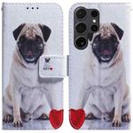 For Samsung Galaxy S25 Ultra 5G Coloured Drawing Flip Leather Phone Case(Pug)