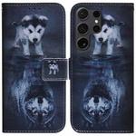 For Samsung Galaxy S25 Ultra 5G Coloured Drawing Flip Leather Phone Case(Wolf and Dog)