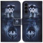 For Samsung Galaxy S25 FE 5G Coloured Drawing Flip Leather Phone Case(Wolf and Dog)