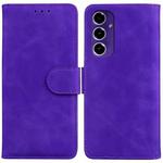 For Samsung Galaxy S24 FE 5G Skin Feel Pure Color Flip Leather Phone Case(Purple)