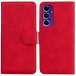 For Samsung Galaxy S24 FE 5G Skin Feel Pure Color Flip Leather Phone Case(Red)